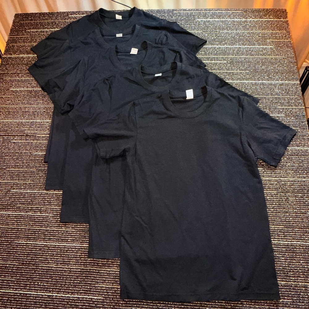 PACK OF 5 T-Shirt Bundle Men S NWOT Black Solid Crew Neck Tee